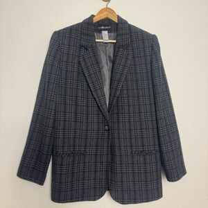 Sag‎ Harbor Tartan Plaid Wool Blazer Coat